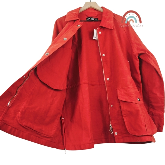 New! J. Crew Broken-in Barn Jacket in Brushed Chino Crisp Scarlet - Picture 11 of 14